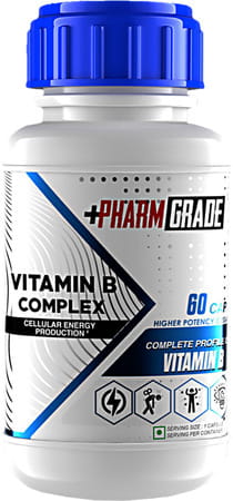 Pharmgrade Vitamin B Complex Vitamins B12 B1 B3 B2 B9 And Biotin For Immunity - 60 Tablets