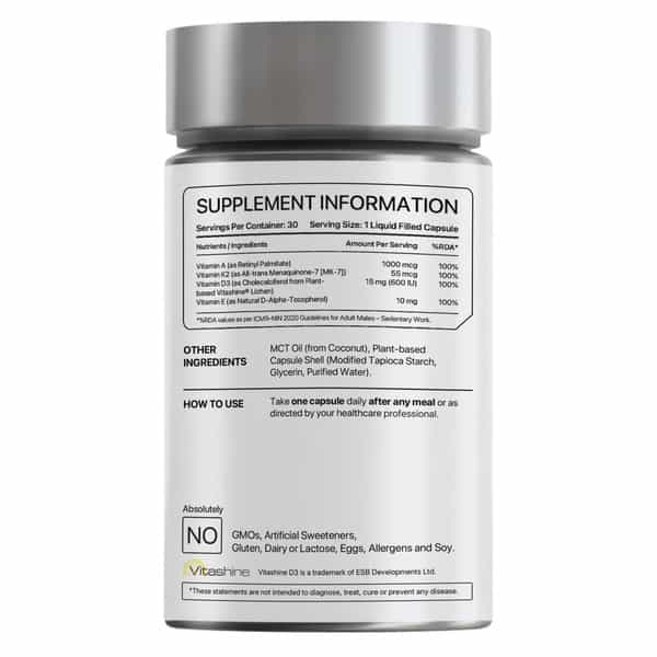 Decode Age Dake Supplement | Multivitamin | Vitamin D3 600 Iu K2 (Mk7) A & E | Veg - 30N