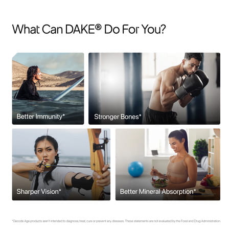 Decode Age Dake Supplement | Multivitamin | Vitamin D3 600 Iu K2 (Mk7) A & E | Veg - 30n