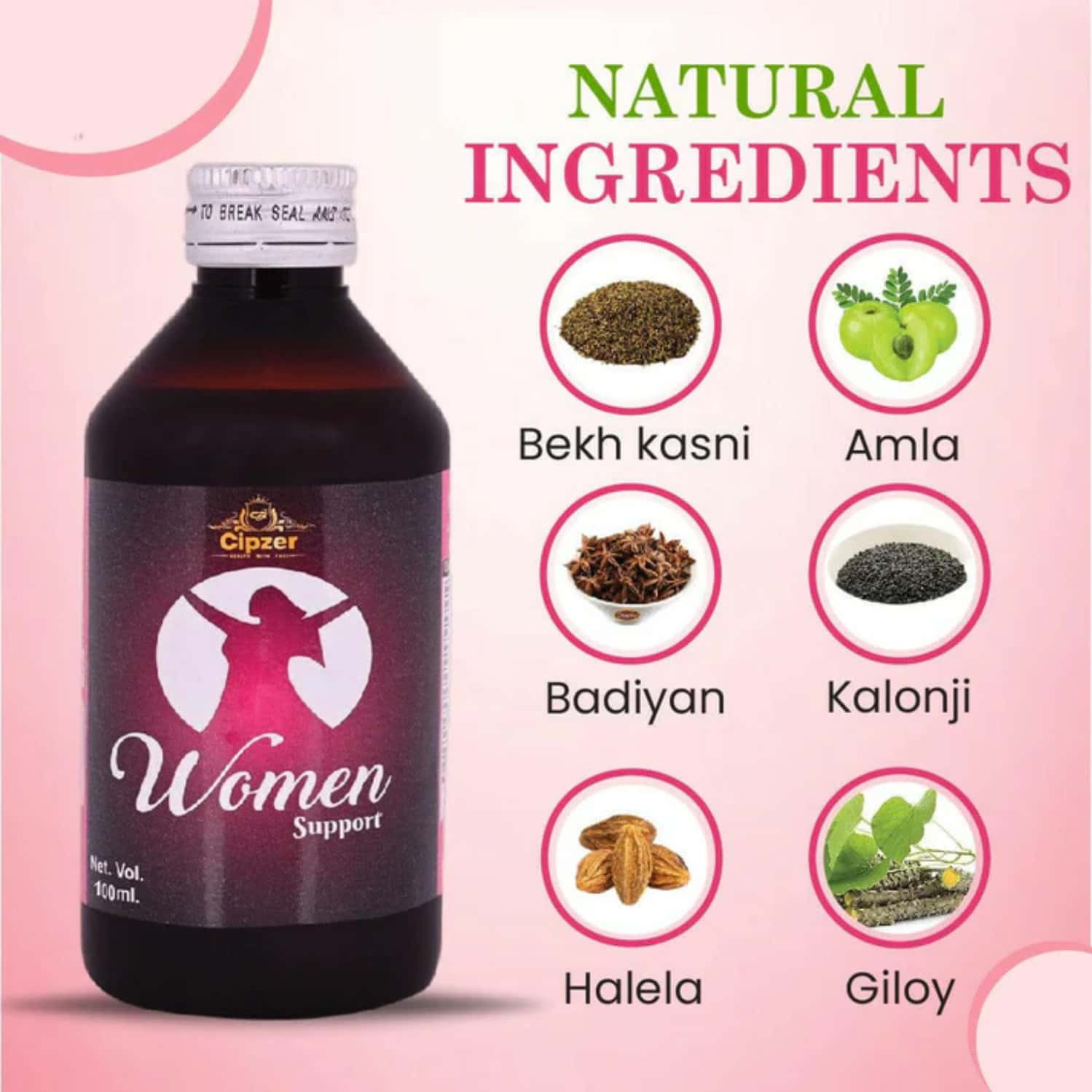 Cipzer Women Support Syrup 500ml | Supports Menstrual Health & Womens Wellness (Pack Of 1)