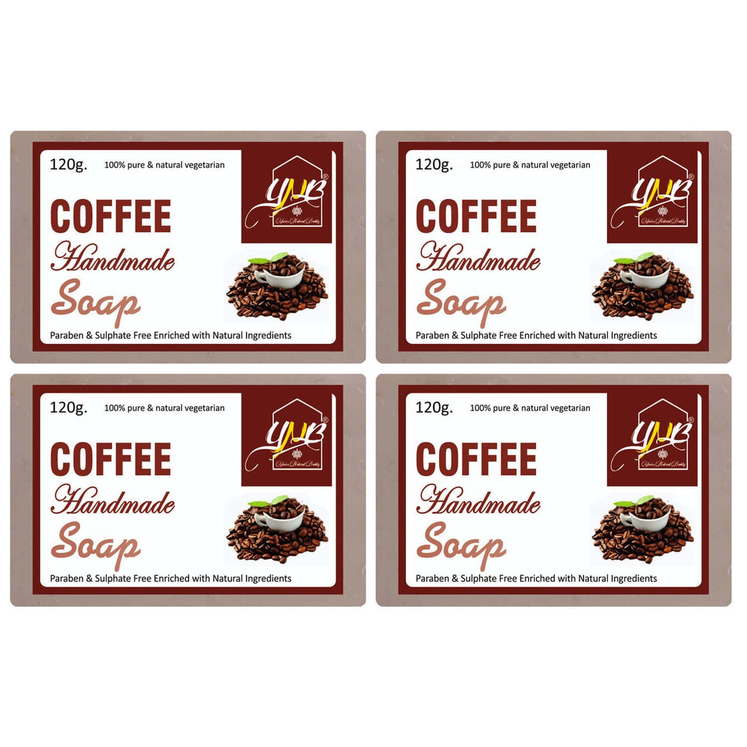Ynb Yours Natural Buddy Organic Coffee Handmade Sls & Paraben Free Soap 120g (pack Of 4)