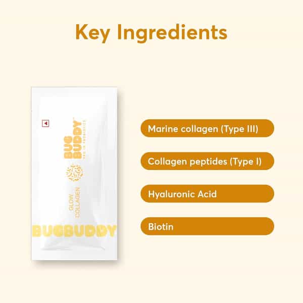 Bug Buddy Glow Collagen | Marine Collagen For Smooth Skin/Thick Hair & Strong Nails | 30 Days Pack