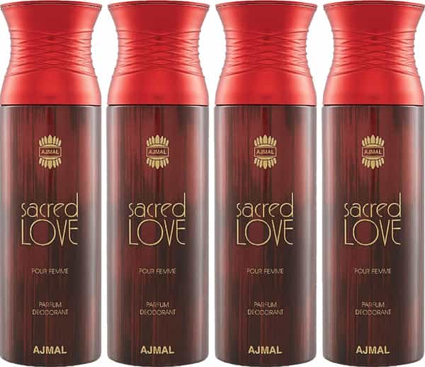 Ajmal Sacred Love Deodorant Spray - For Women (200 Ml Pack Of 4) + Parfum Testers Free