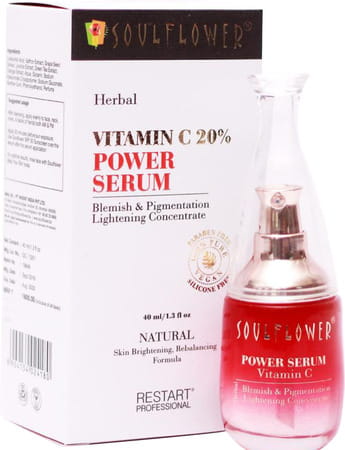 Soulflower Herbal Vitamin C 20% Power Serum- Blemish & Pigmentation Lightening Concentrate 40ml