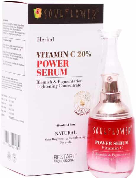 Soulflower Herbal Vitamin C 20% Power Serum- Blemish & Pigmentation Lightening Concentrate 40Ml