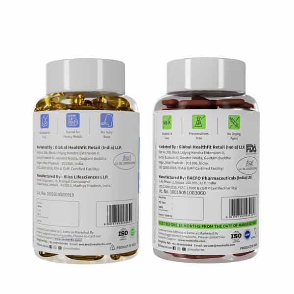 Neuherbs Daily Basic Supplements Combo- Deep Sea Fish Oil 2500Mg(60) +True-Vitamin With Iodine (60)