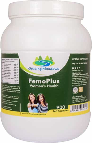 Grazing Meadows Femo Plus 900 Capsules | Ayurvedic Herbal Formulation For Women's Health (Pack Of 5)