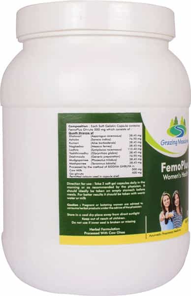 Grazing Meadows Femo Plus 900 Capsules | Ayurvedic Herbal Formulation For Women's Health (Pack Of 5)