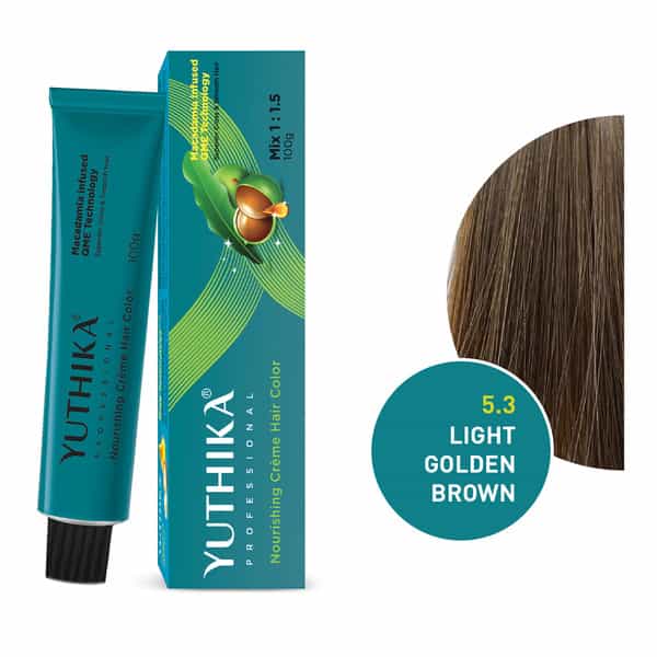 Yuthika Professional Creme Hair Color 5.3 Light Golden Brown 100Gm | Permanent Professional Colour