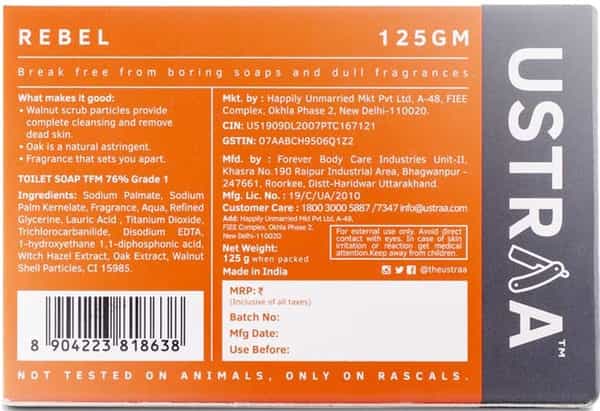 Ustraa Cologne Soap - Rebel - 125 Gm ( Pack Of 3)