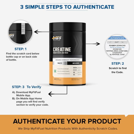 Myfitfuel Creatine Monohydrate 200 Mesh (3000 Mg) (180 Tablets)
