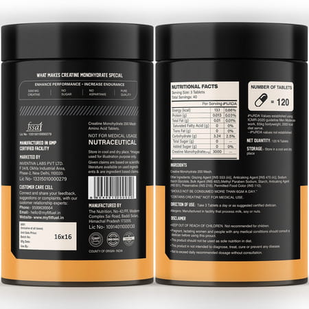 Myfitfuel Creatine Monohydrate 200 Mesh (3000 Mg) (180 Tablets)