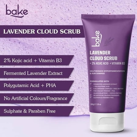Bake 2% Kojic Lavender Body Scrub For Brightening & Tan Removal (200g)