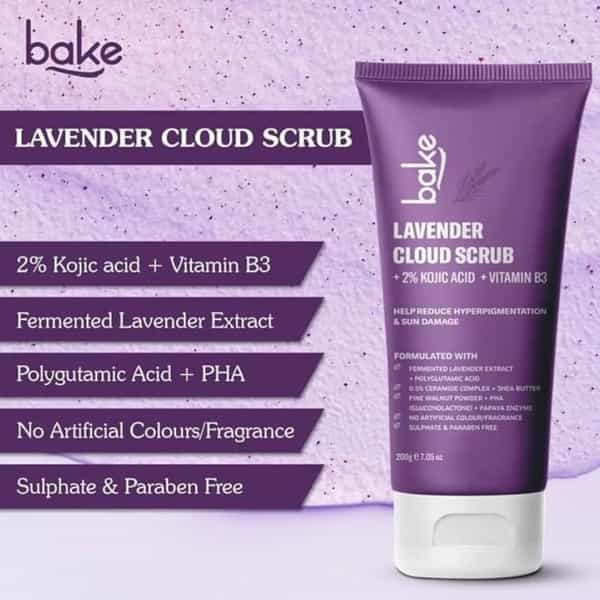 Bake 2% Kojic Lavender Body Scrub For Brightening & Tan Removal (200G)