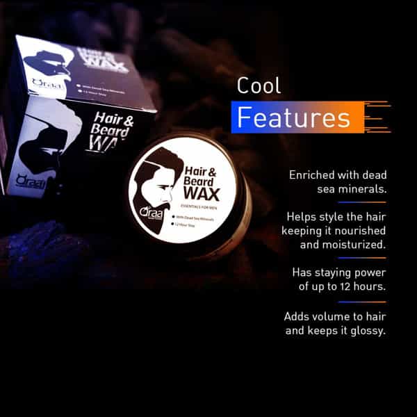 Qraa Men Hair And Beard Wax Black 100 Gm