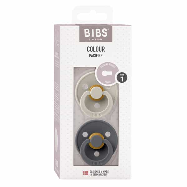 Bibs Colour 2 Pack Latex Size 1 Sand/Iron - 0+ Months
