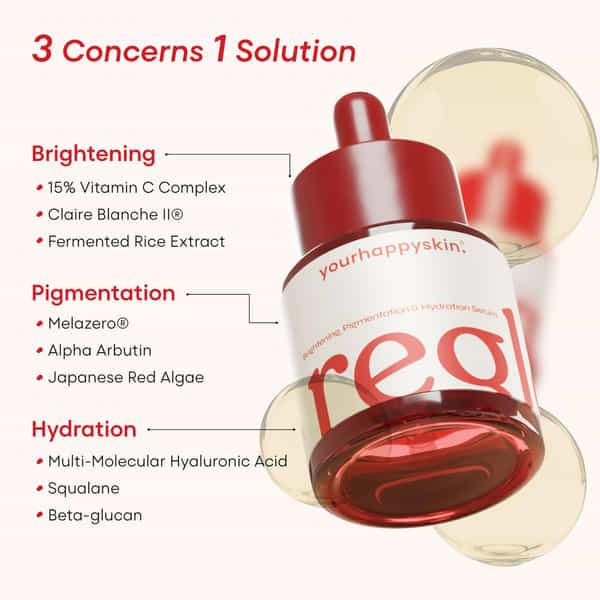 Yourhappyskin Reglow Face Serum | Brighter Skin Tone | Advanced Pigmentation Control - 30Ml