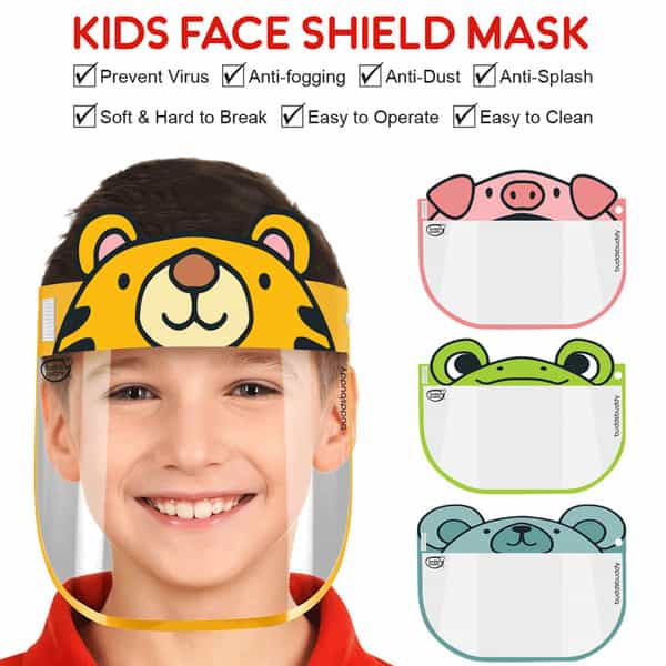 Buddsbuddy Combo Of 2 Kids Face Protective Mask With Cartoon Transparent - Multicolor