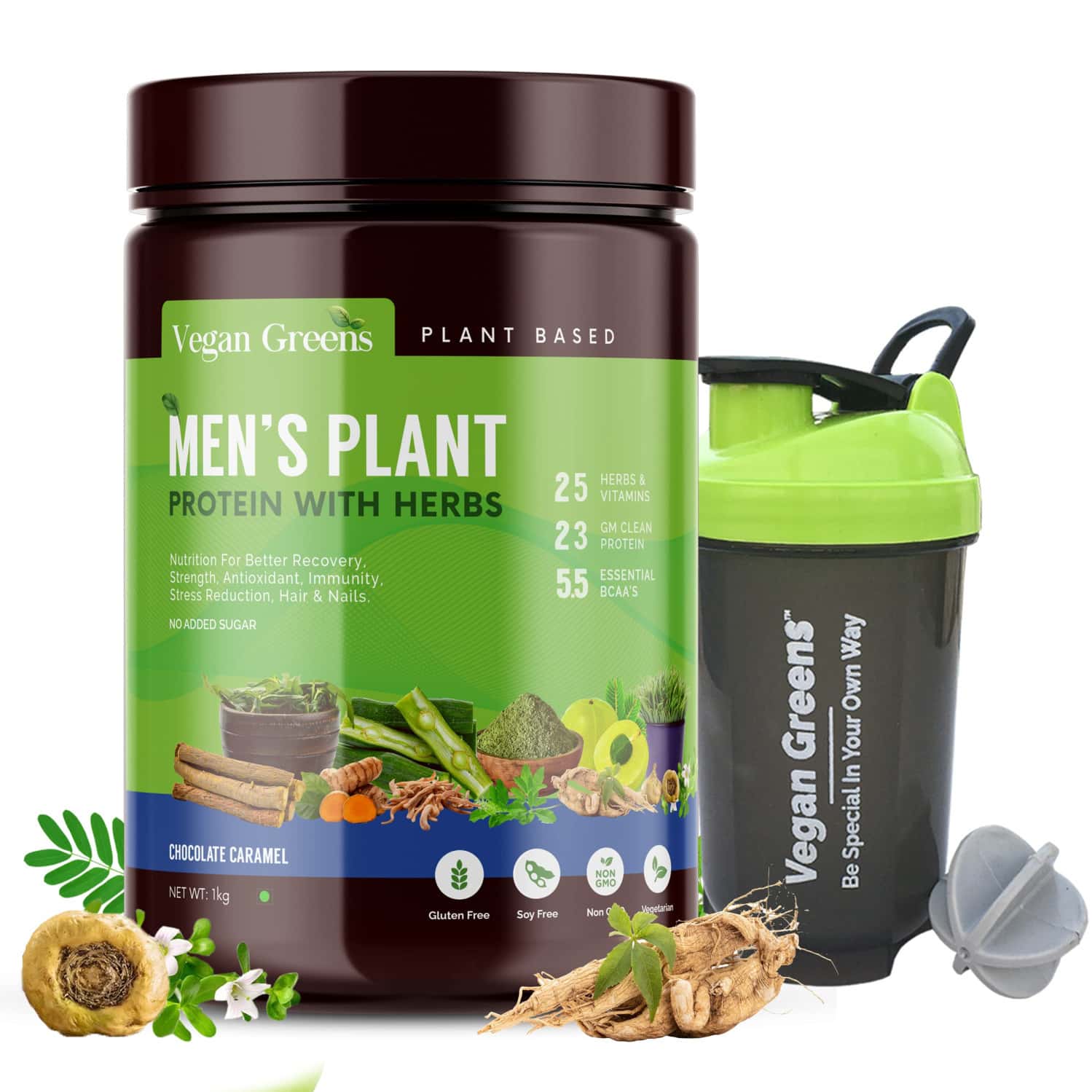Vegan Greens Clean Men Plant Protein With Ayurvedic Herbs Vitamins Mineral- 1kg | Chocolate Delight