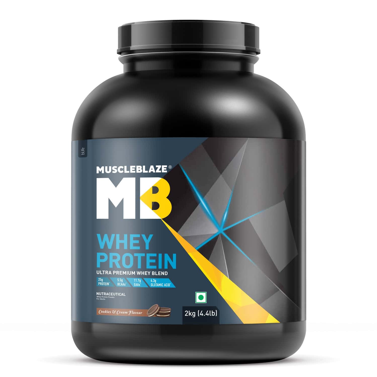 Muscleblaze 100% Whey Protein (cookies & Cream | 2kg) | 25g Protein | Premium Blend