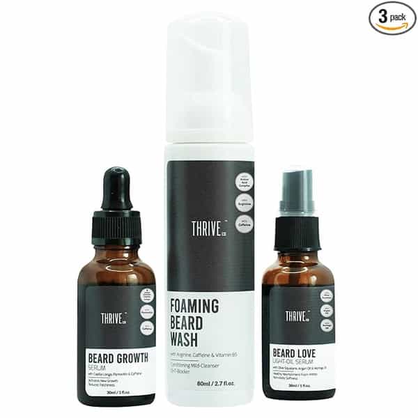 Thriveco Complete Beard Care Kit|Foaming Beard Wash Easy Absorption Growth Serum+Light Oil-In-Serum