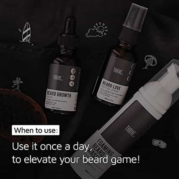 Thriveco Complete Beard Care Kit|Foaming Beard Wash Easy Absorption Growth Serum+Light Oil-In-Serum