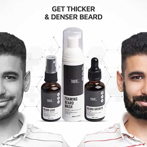 Thriveco Complete Beard Care Kit|Foaming Beard Wash Easy Absorption Growth Serum+Light Oil-In-Serum