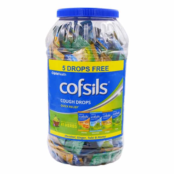 Cofsils Cough Drops Menthol Ginger Tulsi & Honey Jar Of 210 (205 + 5 Free)