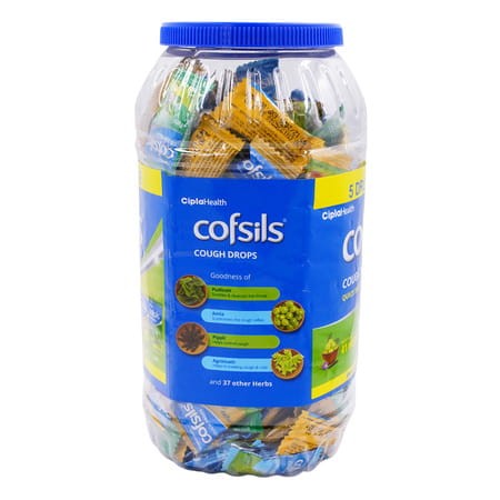 Cofsils Cough Drops Menthol Ginger Tulsi & Honey Jar Of 210 (205 + 5 Free)