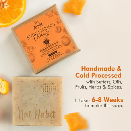 Nat Habit Exfoliating Orange Soap - Tan Removal | Cleansing & Anti-Aging Formula (125g)
