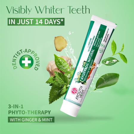 Ayouthveda Toothpaste Combo (Total Care 360 | Natural Whitening | Charcoal White) - 100g Each