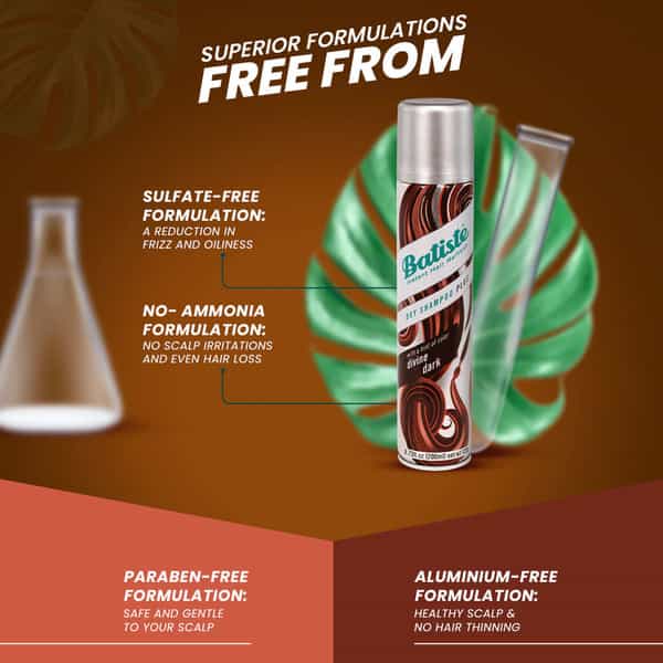 Batiste Instant Hair Refresh Dry Shampoo Plus With A Hint Of Colour Divine Dark - 200Ml