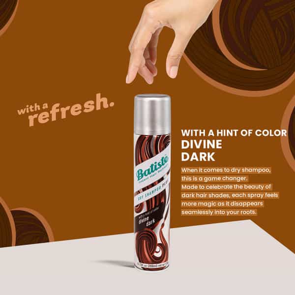 Batiste Instant Hair Refresh Dry Shampoo Plus With A Hint Of Colour Divine Dark - 200Ml