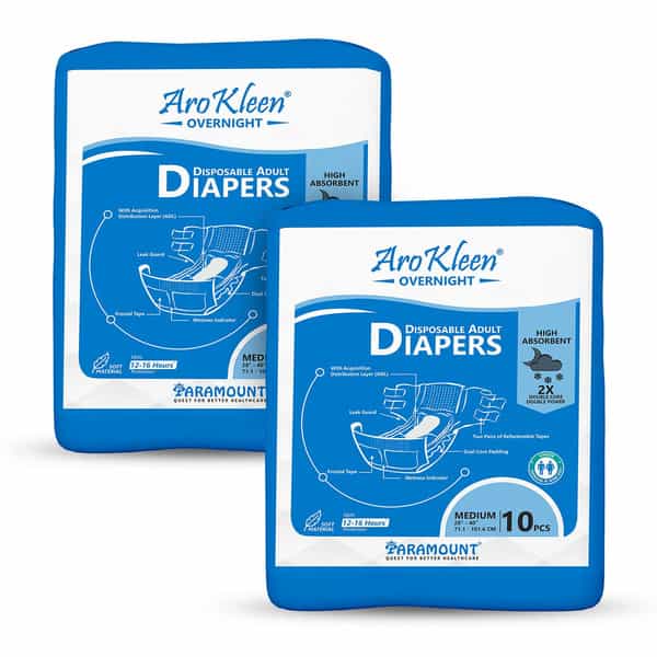 Aro Kleen Overnight Adult Diaper Tape Style Medium 10 Pcs Per Packet Pack Of 2