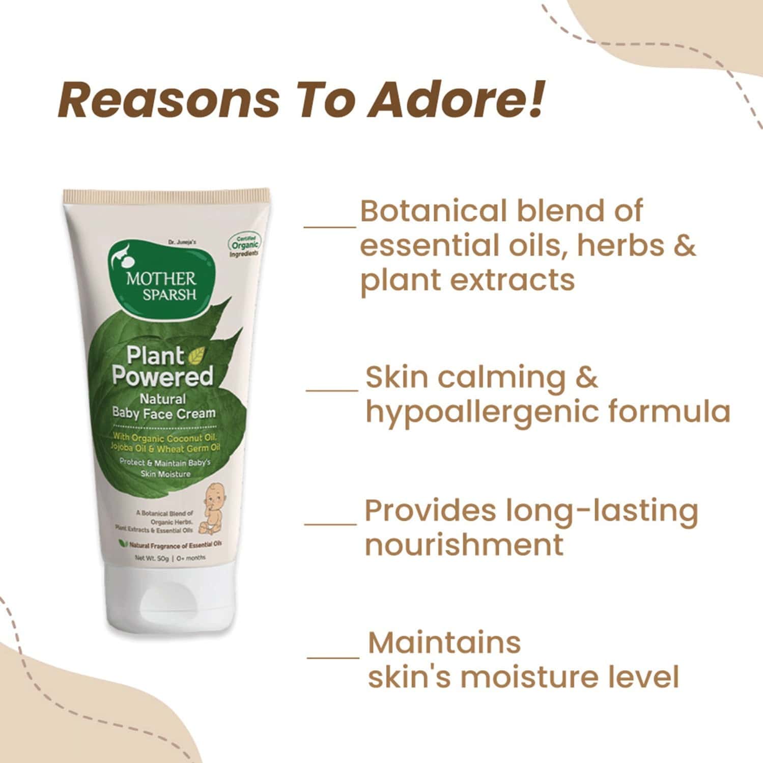 Buy MOTHER SPARSH PLANT POWERED NATURAL BABY FACE CREAM 50G Online