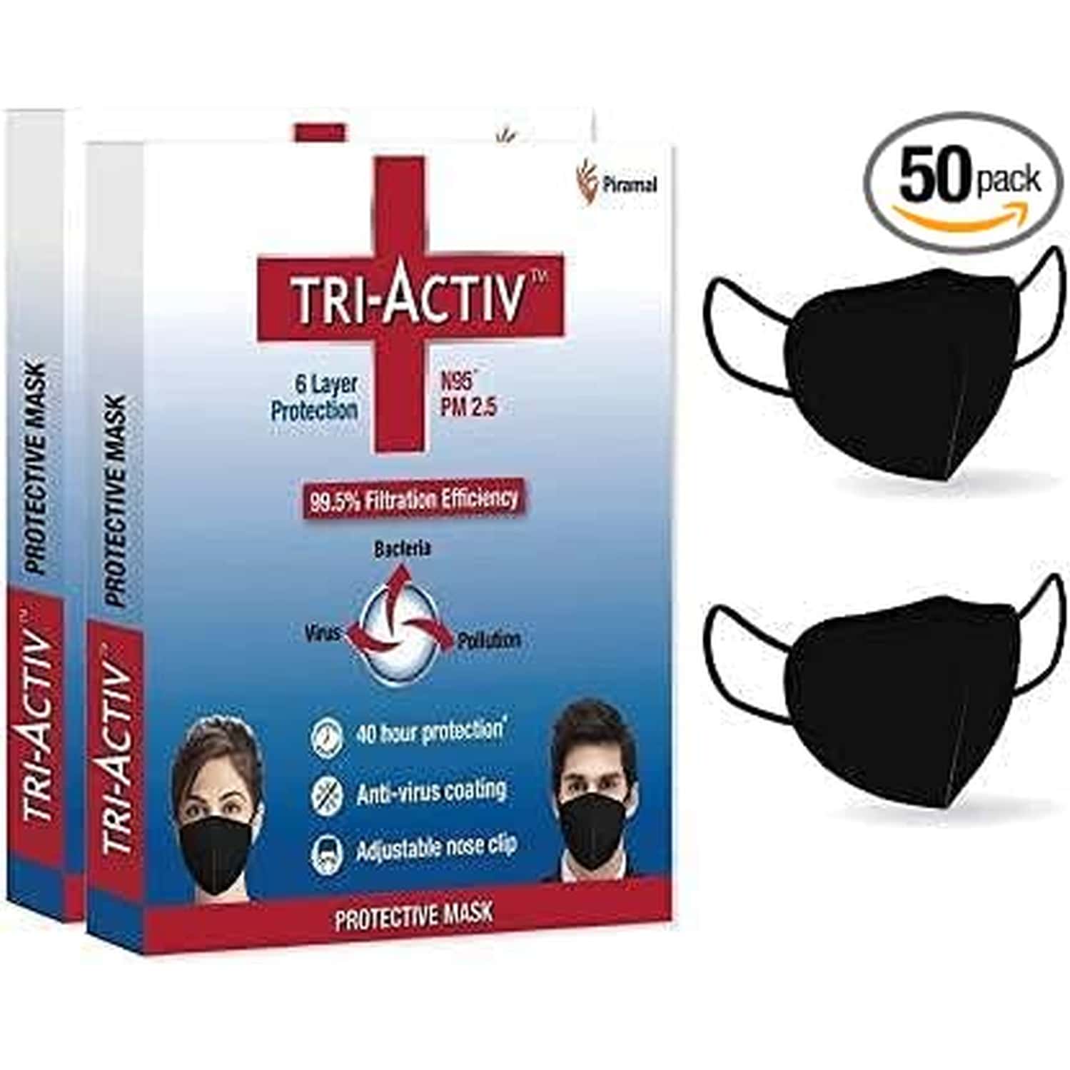 Tri-Activ 6 Layer Protective Face Masks | Pm2.5 / N95 Tested Pack Of 50