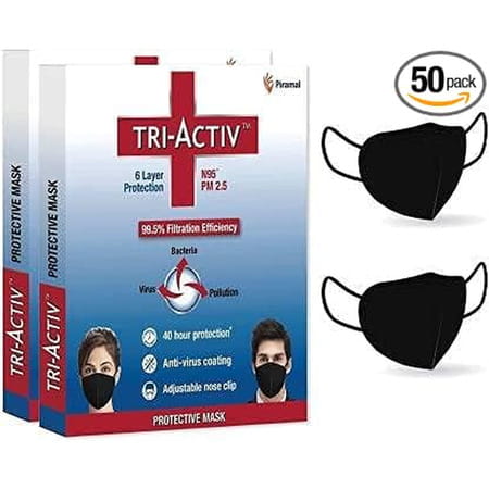 Tri-activ 6 Layer Protective Face Masks | Pm2.5 / N95 Tested Pack Of 50
