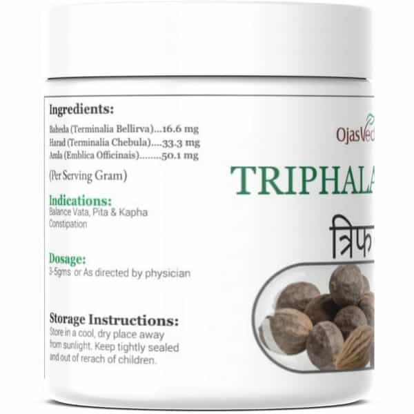 Ojasveda Triphala (1+2+3) Powder | Ayurvedic Herbal Supplement For Digestive System - 500G