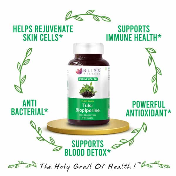 Bliss Welness Tulsi Tablet For Immunity Booster,Cough&Cold Care Supplement|Men& Women|60 Veg Tablets