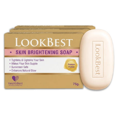 Healthbest Lookbest Skin Brightening Soap|Glutathione&Kozic Acid|Skin Glow|Anti-Aging| 75gxpack Of 3