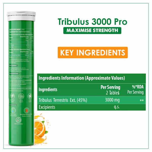 Naturyz Tribulus Terrestris 3000 Pro Gokshura | Strength | Energy & Stamina - 15 Tablets