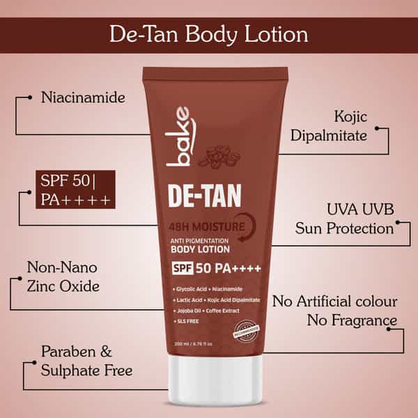 Bake De-Tan Coffee Body Lotion With Kojic | Lactic & Niacinamide + Spf 50 (200Ml)