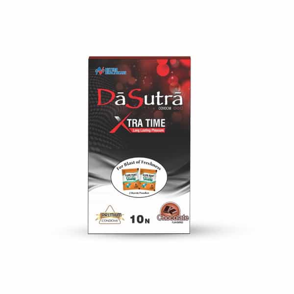 Dasutra Xtra Time Long Lasting Pleasure Condoms - Ribbed-Dotted-Contour|Vanilla 10'S Pack Of 2