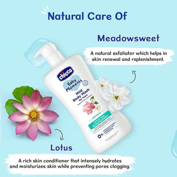 Chicco Baby Moments Mild Body Wash Refresh No Tears For Soft Skin No Tears Soap Free 0M+ 100Ml