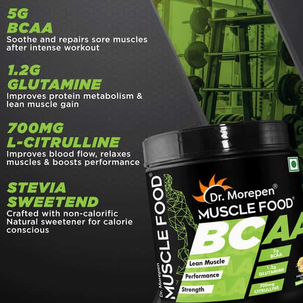 Dr. Morepen Muscle Food Bcaa For Lean Muscle & Strength Pineapple Play - 250G