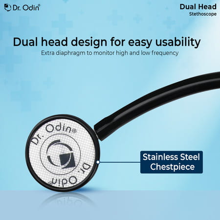 Dr. Odin Dual Head Stethoscope With Extra Diaphgram And Ear Knobs (Black)