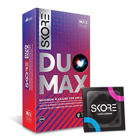 Skore Duo Max - Premium Condoms For Him & Her With Disposal Pouches - 10 Pcs