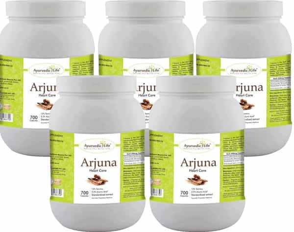 Al-Ayurvedic Life Arjuna Capsule 500Mg Arjuna Chaal Powder 700 Capsules Value Pack Of 5