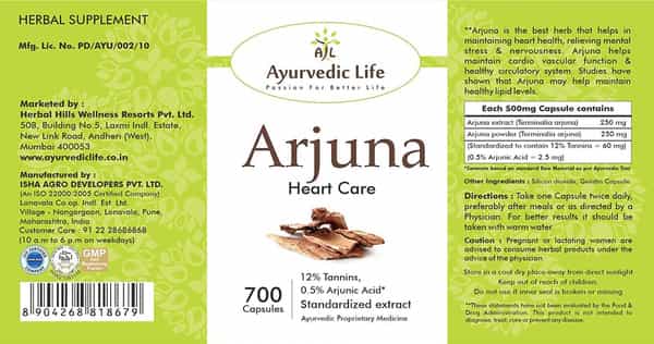 Al-Ayurvedic Life Arjuna Capsule 500Mg Arjuna Chaal Powder 700 Capsules Value Pack Of 5