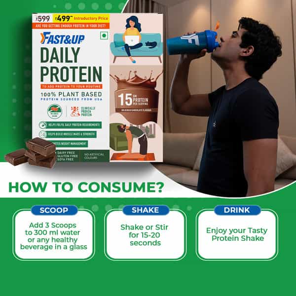 Fast&Up Daily Protein |15G Plant Protein | Fulfils Daily Protein Requirement- Chocolate